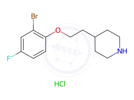 Chemical structure of 4-[2-(2-Bromo-4-fluorophenoxy)ethyl]piperidine hydrochloride