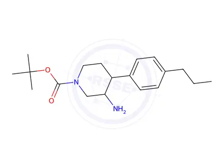 Chemical structure of Tert-butyl 3-amino-4-(4-propylphenyl)piperidine-1-carboxylate