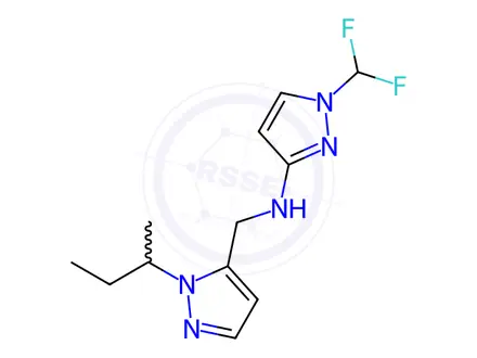 Chemical structure of N-[(1-sec-butyl-1H-pyrazol-5-yl)methyl]-1-(difluoromethyl)-1H-pyrazol-3-amine