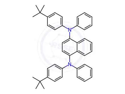 Chemical structure of N1,N4-Bis(4-(tert-butyl)phenyl)-N1,N4-diphenylnaphthalene-1,4-diamine