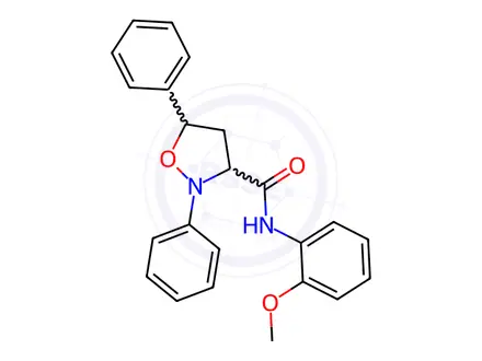 Chemical structure of N-(2-Methoxyphenyl)-2,5-diphenylisoxazolidine-3-carboxamide