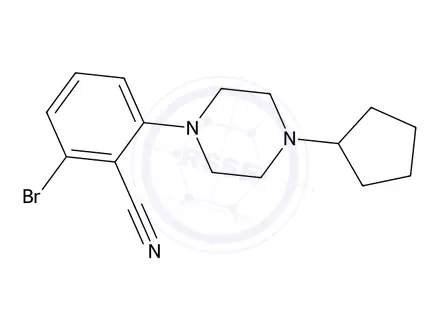 Chemical structure of 2-Bromo-6-(4-cyclopentylpiperazin-1-yl)benzonitrile