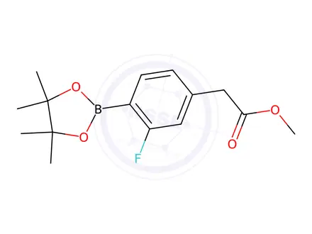 Chemical structure of 2-Fluoro-4-(methoxycarbonylmethyl)benzeneboronic acid pinacol ester, 97%