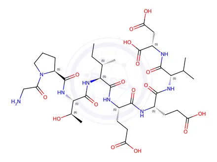 Chemical structure of Glycyl-L-prolyl-L-threonyl-L-isoleucyl-L-glutamyl-L-glutamyl-L-valyl-L-aspartic Acid