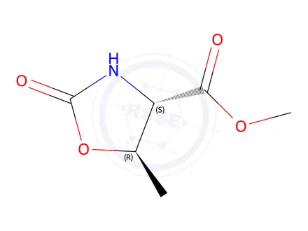 Chemical structure of 4-Oxazolidinecarboxylicacid,5-methyl-2-oxo-,methylester,(4S,5R)-(9CI)