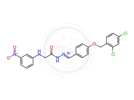 Chemical structure of N'-[(1E)-{4-[(2,4-dichlorophenyl)methoxy]phenyl}methylidene]-2-[(3-nitrophenyl)amino]acetohydrazide