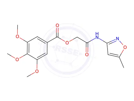 Chemical structure of 2-((5-Methylisoxazol-3-yl)amino)-2-oxoethyl 3,4,5-trimethoxybenzoate