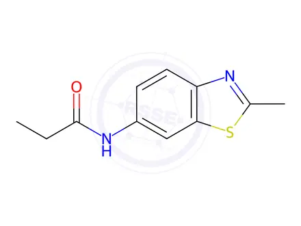 Chemical structure of N-(2-methylbenzo[d]thiazol-6-yl)propionamide
