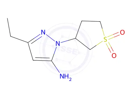 Chemical structure of 3-(5-Amino-3-ethyl-1h-pyrazol-1-yl)tetrahydrothiophene 1,1-dioxide