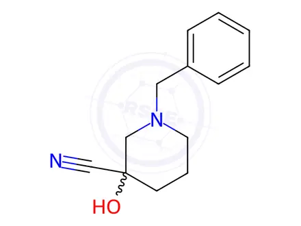 Chemical structure of 1-Benzyl-3-hydroxypiperidine-3-carbonitrile