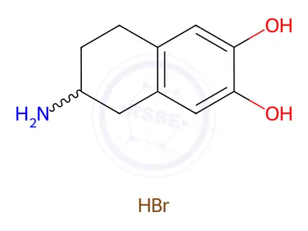Chemical structure of (+/-)-2-Amino-6,7-dihydroxy-1,2,3,4-tetrahydronaphthalene hydrobromide