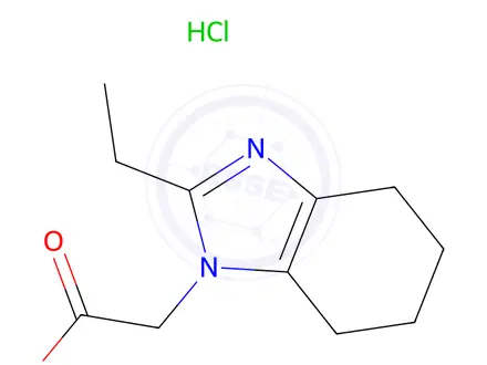 Chemical structure of 2-(2-Ethyl-4,5,6,7-tetrahydro-1H-1,3-benzodiazol-1-yl)acetic Acid Hydrochloride