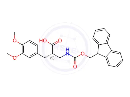 Chemical structure of (S)-3-((((9H-Fluoren-9-yl)methoxy)carbonyl)amino)-2-(3,4-dimethoxybenzyl)propanoic acid