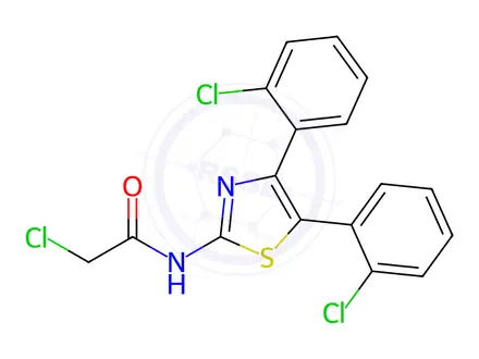 Chemical structure of N-[4,5-Bis-(2-chloro-phenyl)-thiazol-2-yl]-2-chloro-acetamide