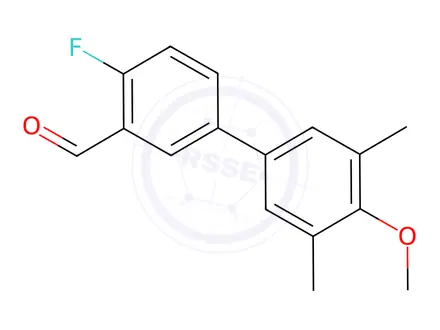Chemical structure of 4-Fluoro-4-methoxy-3,5-dimethyl[1,1-biphenyl]-3-carbaldehyde