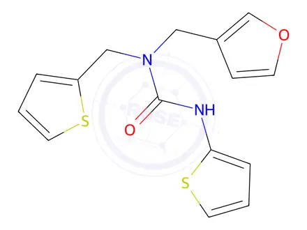 Chemical structure of 1-(Furan-3-ylmethyl)-3-(thiophen-2-yl)-1-(thiophen-2-ylmethyl)urea
