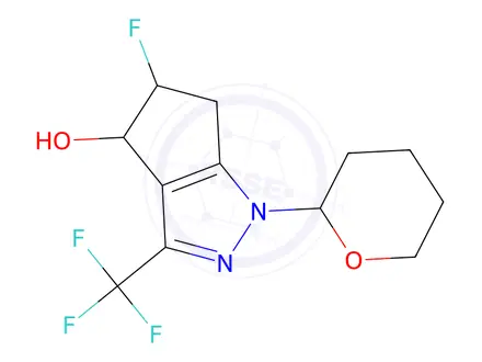 Chemical structure of (4S,5S)-5-Fluoro-1-(tetrahydro-2H-pyran-2-yl)-3-(trifluoromethyl)-1,4,5,6-tetrahydrocyclopenta[c]pyrazol-4-ol