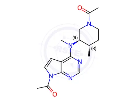 Chemical structure of 1-​[4-​[[(3R,​4R)​-​1-​Acetyl-​4-​methyl-​3-​piperidinyl]​methylamino]​-​7H-​pyrrolo[2,​3-​d]​pyrimidin-​7-​yl]​ehtanone