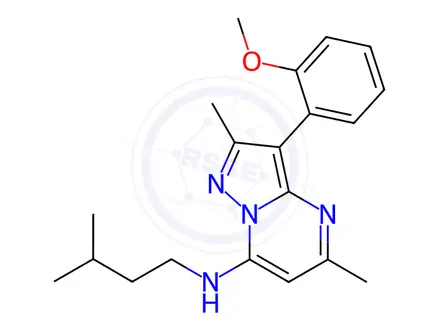 Chemical structure of N-Isopentyl-3-(2-methoxyphenyl)-2,5-dimethylpyrazolo[1,5-a]pyrimidin-7-amine