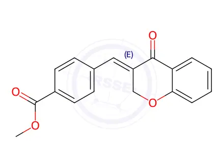 Chemical structure of Benzoic acid, 4-[(4-oxo-2H-1-benzopyran-3(4H)-ylidene)methyl]-, methyl ester