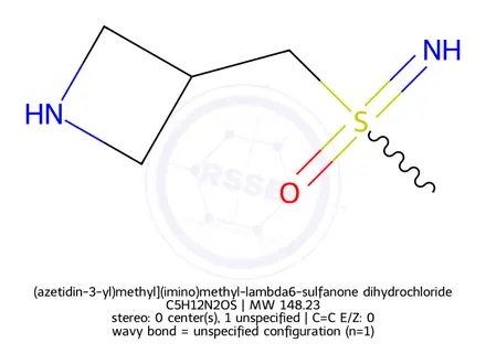 Chemical structure of (azetidin-3-yl)methyl](imino)methyl-lambda6-sulfanone dihydrochloride