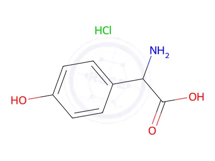Chemical structure of AMINO(4-?HYDROXYPHENYL)?ACETIC ACID HYDROCHLORIDE