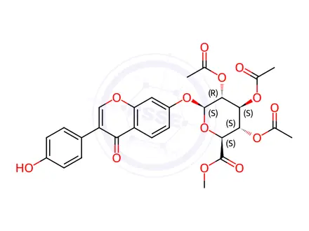 Chemical structure of Daidzein 7-Tri-O-acetyl-β-D-glucuronic Acid Methyl Ester