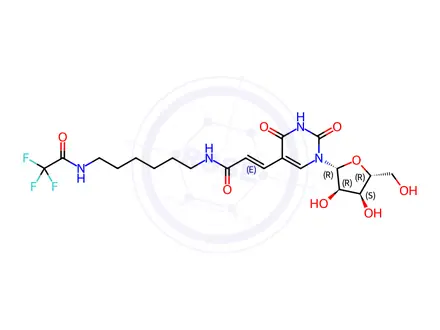 Chemical structure of 5-[N-(6-(Trifluoracetamido)hexyl)-(E)-acrylamido]uridine