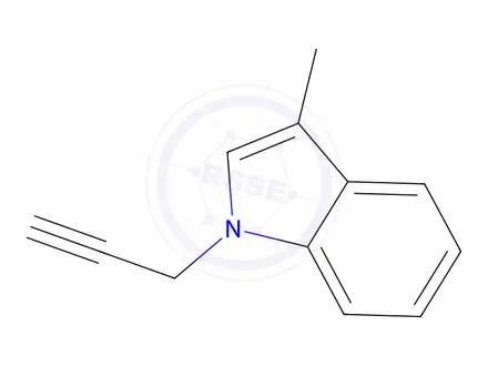 Chemical structure of 3-methyl-1-(prop-2'-ynyl)indole