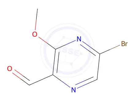 Chemical structure of 2-Pyrazinecarboxaldehyde, 5-bromo-3-methoxy-
