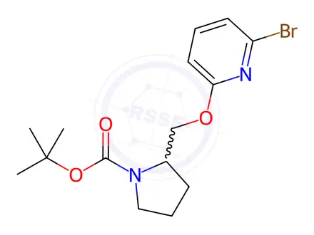 Chemical structure of tert-Butyl 2-(((6-bromopyridin-2-yl)oxy)methyl)pyrrolidine-1-carboxylate