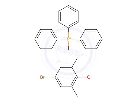 Chemical structure of methyltriphenylphosphonium, salt with 4-bromo-2,6-xylenol (1:1)