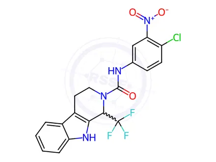 Chemical structure of N-(4-chloro-3-nitrophenyl)-1-(trifluoromethyl)-1,3,4,9-tetrahydro-2H-beta-carboline-2-carboxamide