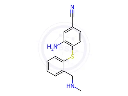 Chemical structure of BENZONITRILE, 3-AMINO-4-[[2-[(METHYLAMINO)METHYL]PHENYL]THIO]