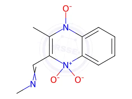 Chemical structure of alpha-(1,4-dioxido-3-methylquinoxalin-2-yl)-N-methylnitrone