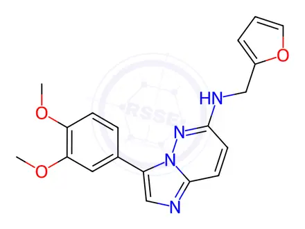 Chemical structure of 3-(3,4-dimethoxyphenyl)-N-(furan-2-ylmethyl)imidazo[1,2-b]pyridazin-6-amine