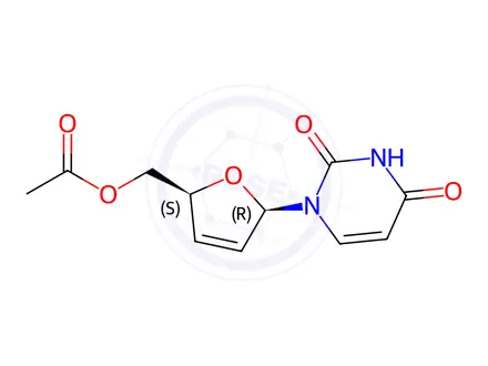 Chemical structure of Uridine, 2',3'-didehydro-2',3'-dideoxy-, 5'-acetate