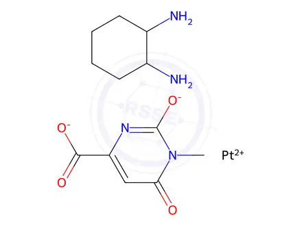 Chemical structure of 3-methylorotato-(1,2-diaminocyclohexane)platinum (II)
