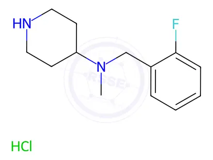 Chemical structure of N-(2-fluorobenzyl)-N-methylpiperidin-4-amine hydrochloride