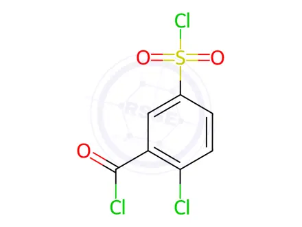 Chemical structure of Benzoyl chloride, 2-chloro-5-(chlorosulfonyl)-