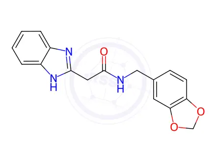 Chemical structure of n-(Benzo[d][1,3]dioxol-5-ylmethyl)-2-(1h-benzo[d]imidazol-2-yl)acetamide
