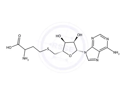Chemical structure of S-(((2S,3S,4R,5R)-5-(6-amino-9H-purin-9-yl)-3,4-dihydroxytetrahydrofuran-2-yl)methyl)homocysteine