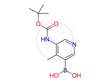 Chemical structure of (5-((tert-Butoxycarbonyl)amino)-4-methylpyridin-3-yl)boronic acid