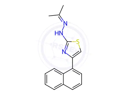 Chemical structure of 4-(Naphthalen-1-yl)-2-(2-(propan-2-ylidene)hydrazineyl)thiazole