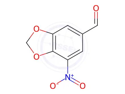 Chemical structure of 7-Nitrobenzo[d][1,3]dioxole-5-carbaldehyde