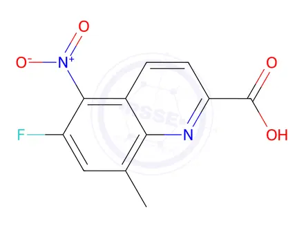 Chemical structure of 6-Fluoro-8-methyl-5-nitroquinoline-2-carboxylic acid
