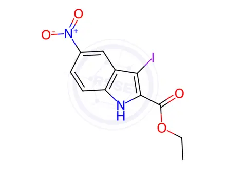 Chemical structure of Ethyl 3-iodo-5-nitro-1H-indole-2-carboxylate