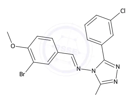 Chemical structure of 4-((3-Bromo-4-methoxybenzylidene)amino)-3-(3-chlorophenyl)-1H-1,2,4-triazole-5(4H)-thione