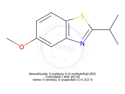 Chemical structure of Benzothiazole, 5-methoxy-2-(1-methylethyl)-(9CI)
