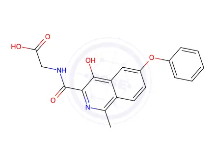 Chemical structure of (4-hydroxy-1-methyl-6-phenoxyisoquinoline-3-carbonyl)glycine